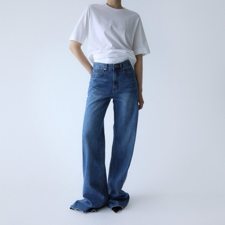 Paper Moon - Korean Women Fashion - #shopsmall - Classic Low Cut Wide Fit Mid Blue Jeans