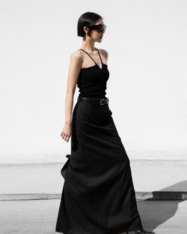 Paper Moon - Korean Women Fashion - #shopsmall - Tailored Back Slit Maxi Skirt - 2