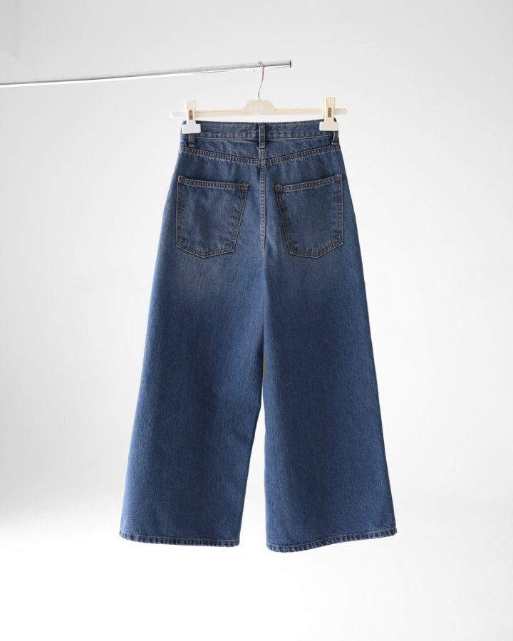 Paper Moon - Korean Women Fashion - #thelittlethings - Washed Mid Blue Denim Culottes Pants - 2