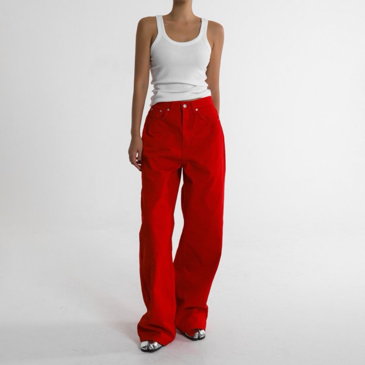 Paper Moon - Korean Women Fashion - #vintageinspired - Color Point Wide Cotton Twill Trousers - 2