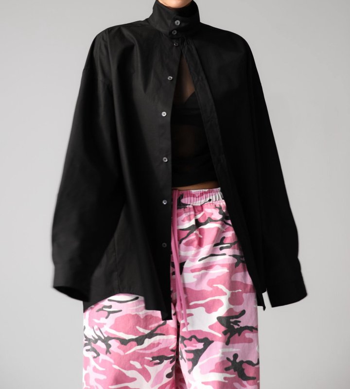 Paper Moon - Korean Women Fashion - #vintageinspired - Oversized Cotton Baracuta Neck Button Down Shirt - 6
