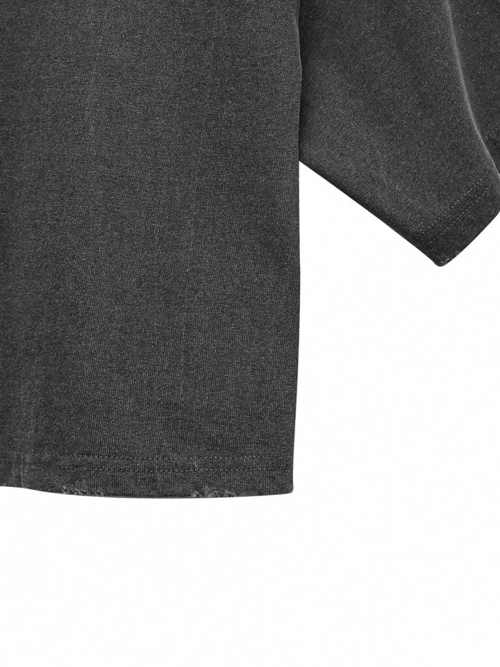 Paper Moon - Korean Women Fashion - #vintageinspired - Cropped Pigment Cutting Detail Tee - 10
