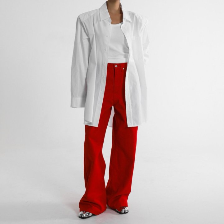 Paper Moon - Korean Women Fashion - #vintagekidsstyle - Color Point Wide Cotton Twill Trousers - 3