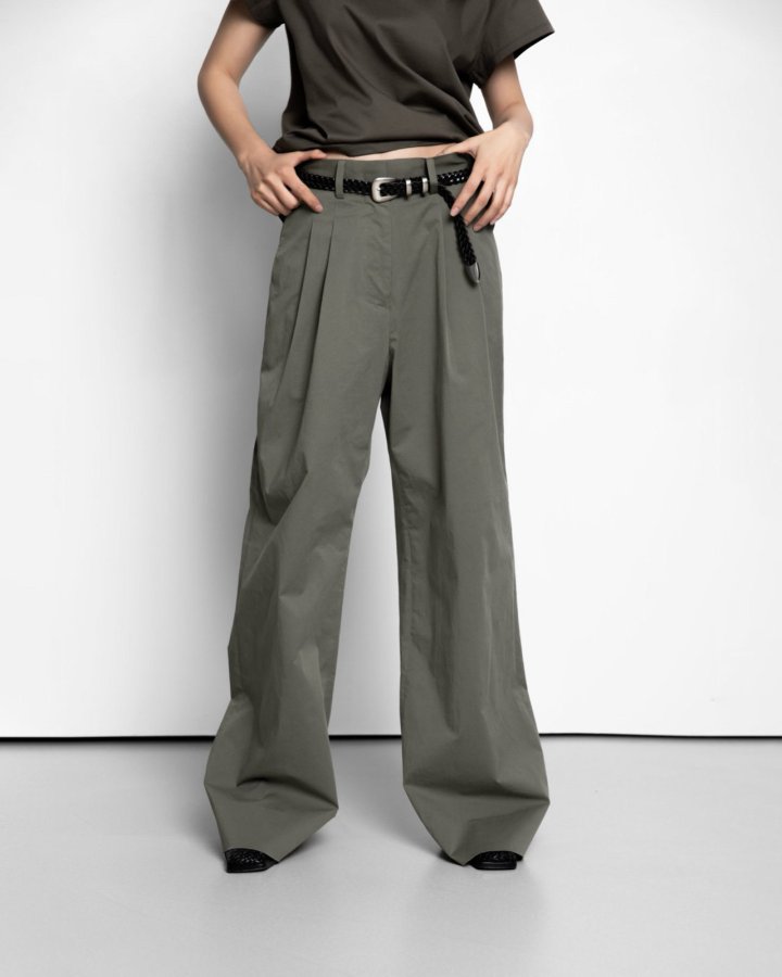 Paper Moon - Korean Women Fashion - #vintagekidsstyle - Cotton Two Pintuck Wide Trousers - 3