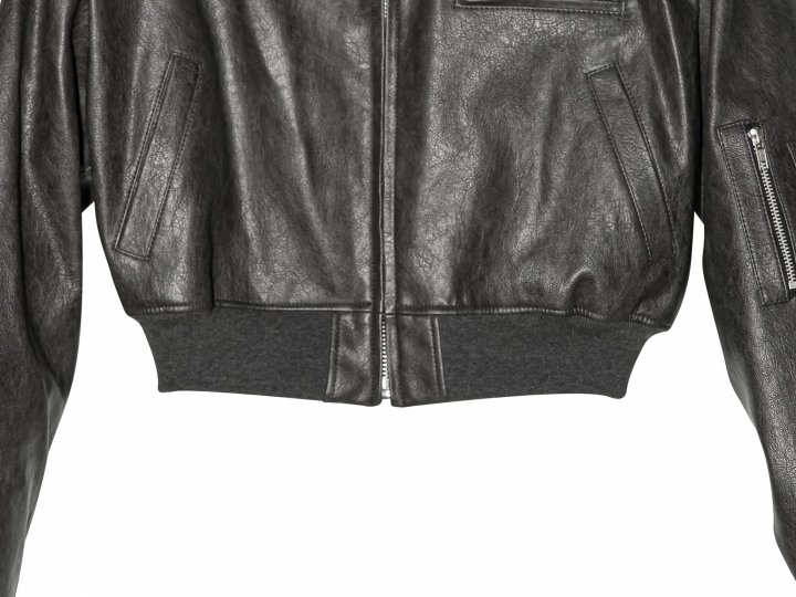 Paper Moon - Korean Women Fashion - #vintagekidsstyle - Vegan Leather Crop Full-up Bomber Jacket - 10