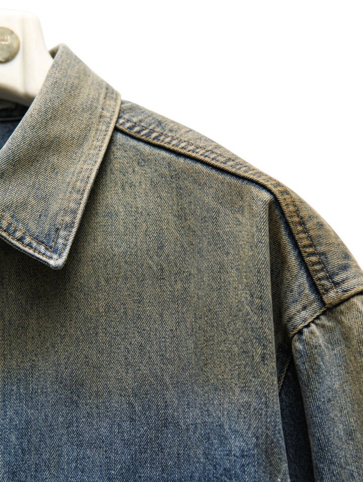 Paper Moon - Korean Women Fashion - #womensfashion - Dusty Mud Washed Oversized Denim Button Down Shirt - 8