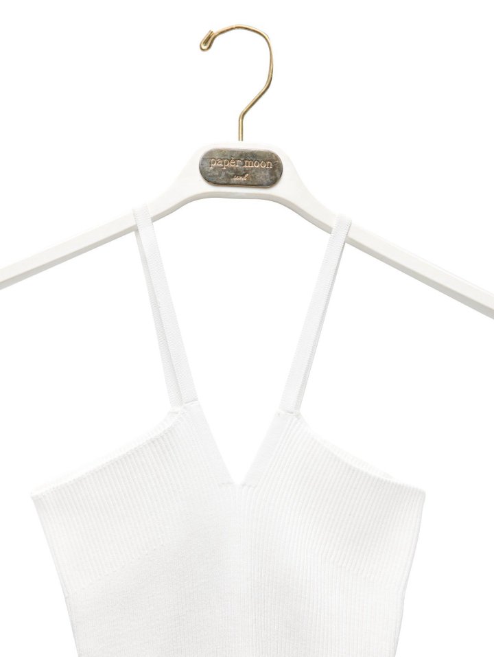 Paper Moon - Korean Women Fashion - #womensfashion - V Line Strap Rib Knit Top - 11