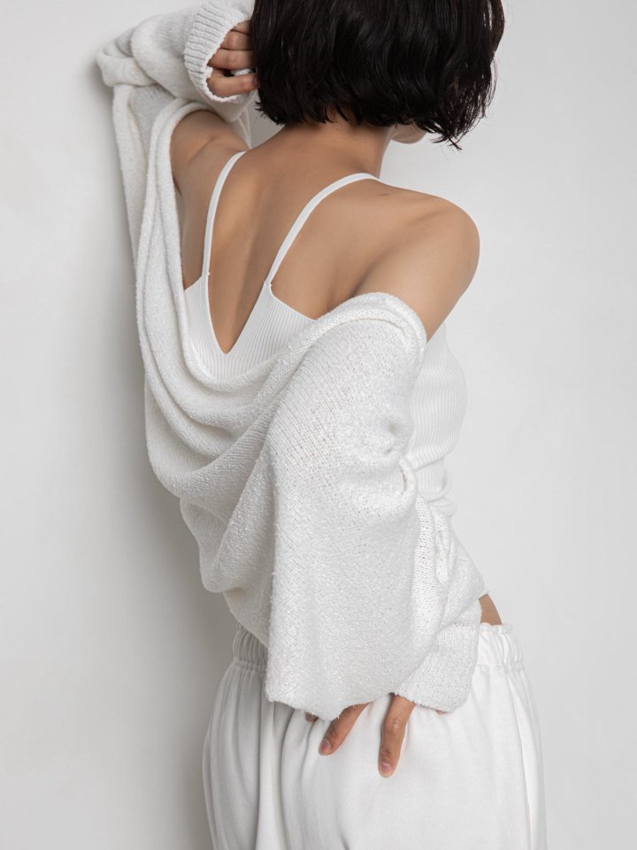 Paper Moon - Korean Women Fashion - #womensfashion - V Line Strap Rib Knit Top - 5
