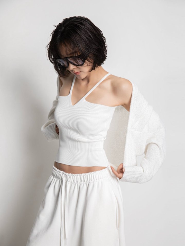 Paper Moon - Korean Women Fashion - #womensfashion - V Line Strap Rib Knit Top - 9