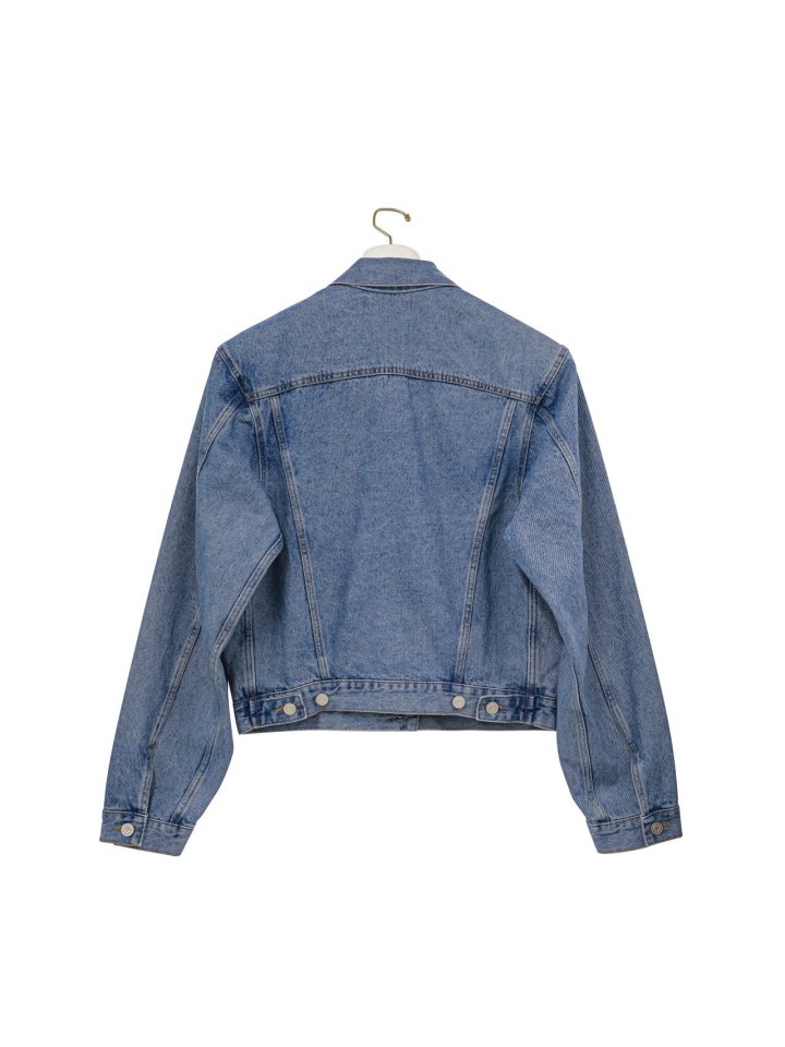 Paper Moon - Korean Women Fashion - #womensfashion - Maxi Padded Shoulder Over Denim Jacket - 6