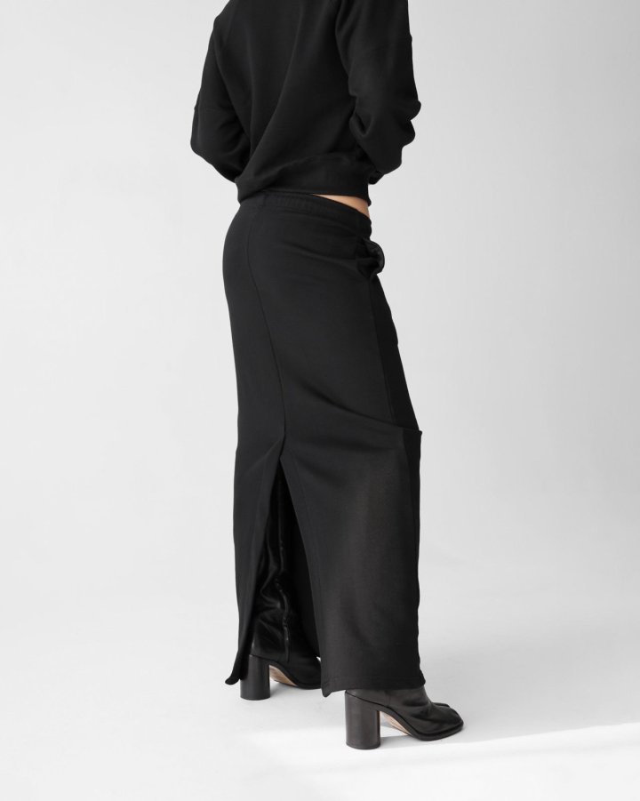 Paper Moon - Korean Women Fashion - #momslook - Back Slit Detail Maxi Pencil Jersey Sweat Skirt - 4