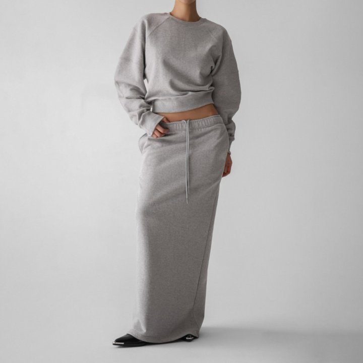 Paper Moon - Korean Women Fashion - #womensfashion - Back Slit Detail Maxi Pencil Jersey Sweat Skirt