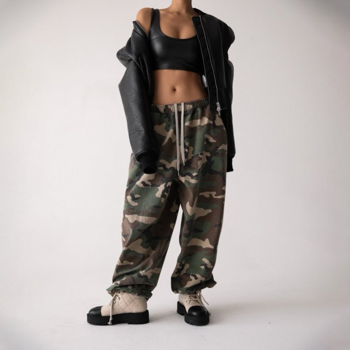 Paper Moon - Korean Women Fashion - #womensfashion - Camouflage Cotton Banded Maxi Wide Trousers