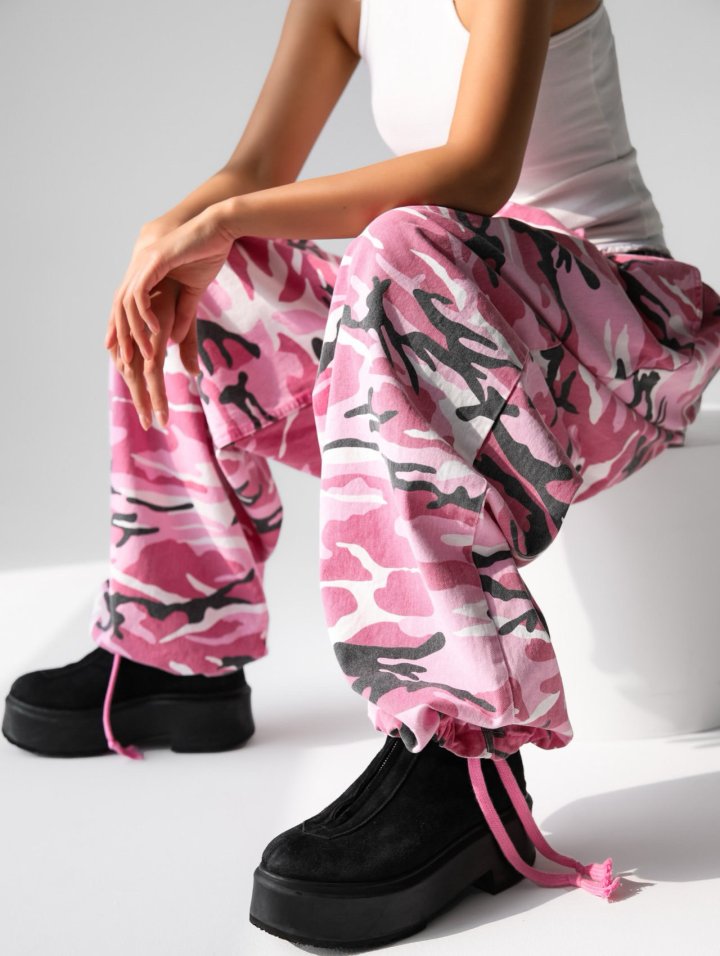Paper Moon - Korean Women Fashion - #womensfashion - Camouflage Cotton Banded Maxi Wide Trousers - 2