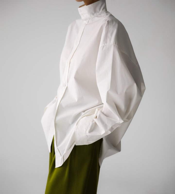 Paper Moon - Korean Women Fashion - #womensfashion - Oversized Cotton Baracuta Neck Button Down Shirt - 3