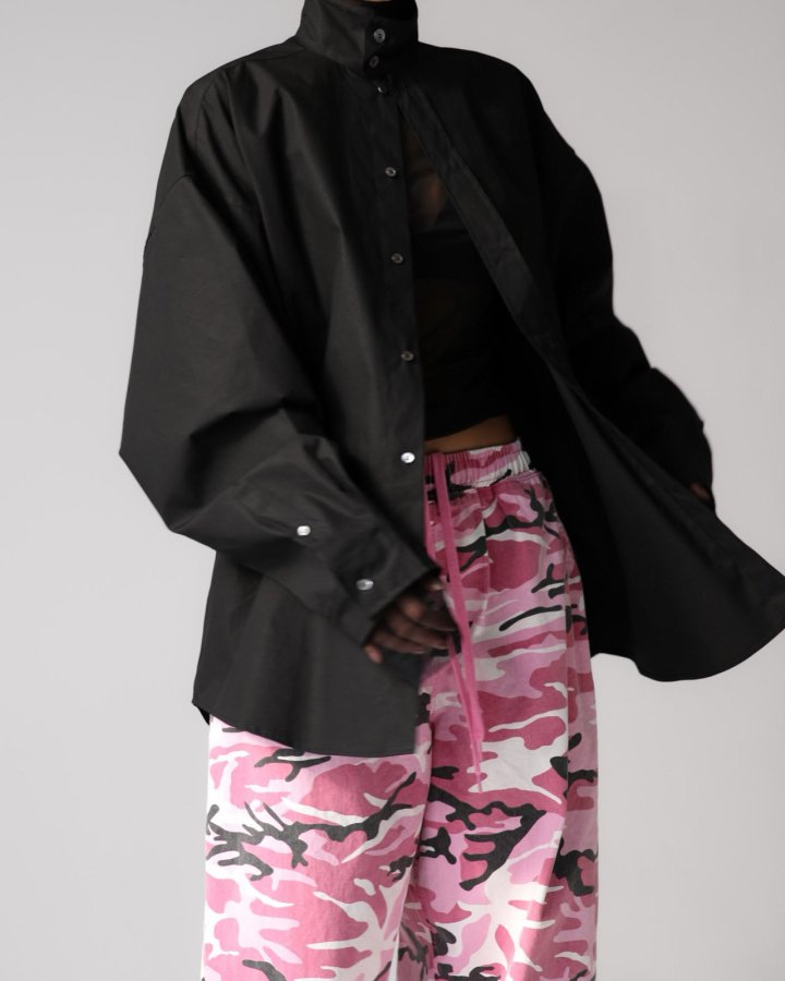 Paper Moon - Korean Women Fashion - #womensfashion - Oversized Cotton Baracuta Neck Button Down Shirt - 5