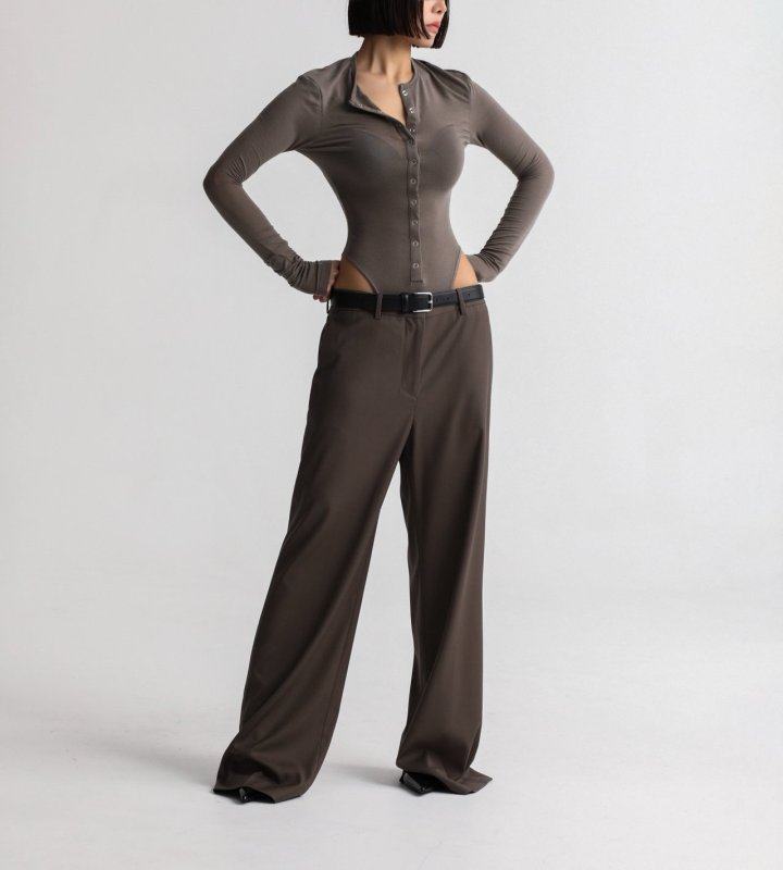 Paper Moon - Korean Women Fashion - #womensfashion - Classic Low Rise Pintuck Slacks - 2