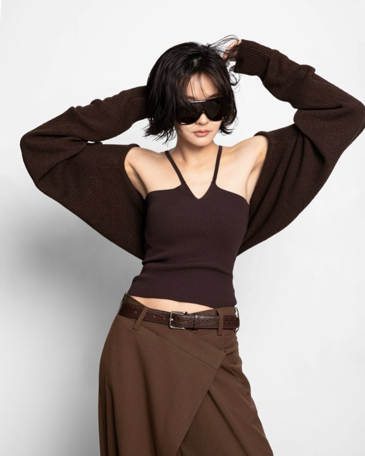 Paper Moon - Korean Women Fashion - #womensfashion - V Line Strap Rib Knit Top - 7