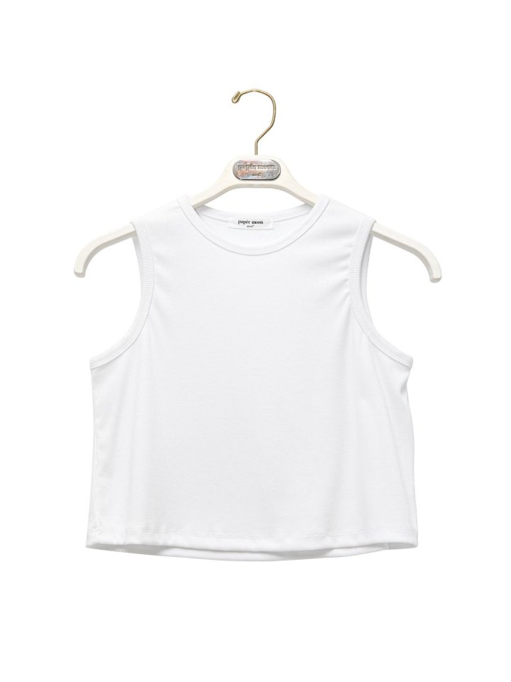 Paper Moon - Korean Women Fashion - #momslook - Straight Fit Crewneck Crop Sleeveless Top - 4