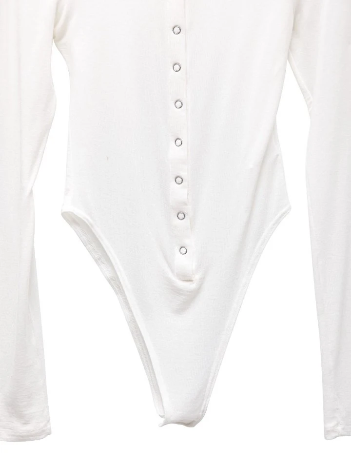 Paper Moon - Korean Women Fashion - #womensfashion - Ring Snap Button Detail Bodysuit - 10