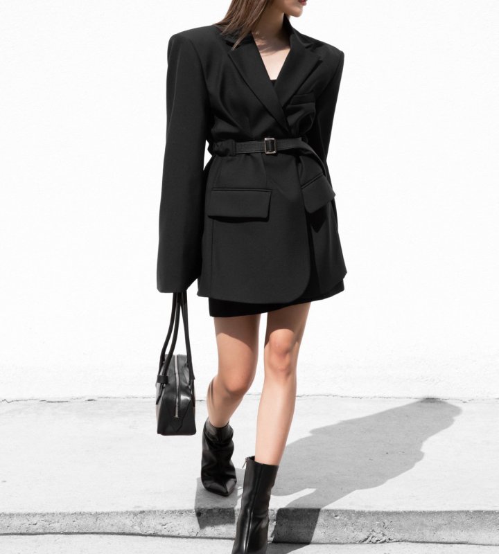 Paper Moon - Korean Women Fashion - #womensfashion - Classic Belteed Detail Wool Buttonless Blazer