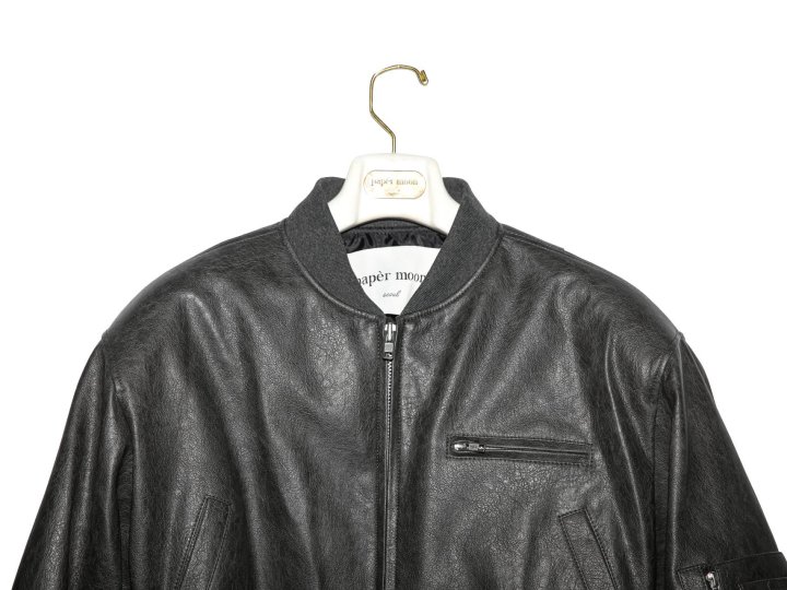 Paper Moon - Korean Women Fashion - #womensfashion - Vegan Leather Crop Full-up Bomber Jacket - 8