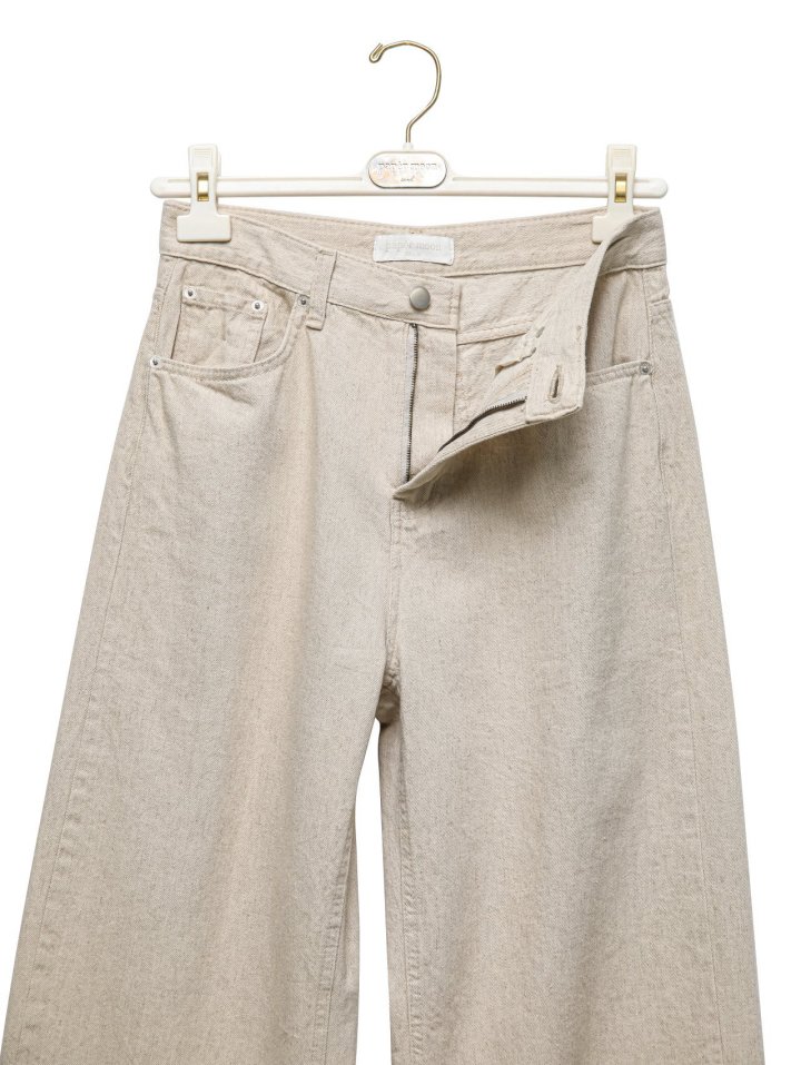 Paper Moon - Korean Women Fashion - #womensfashion - Natural Linen Denim Wide Pants - 11