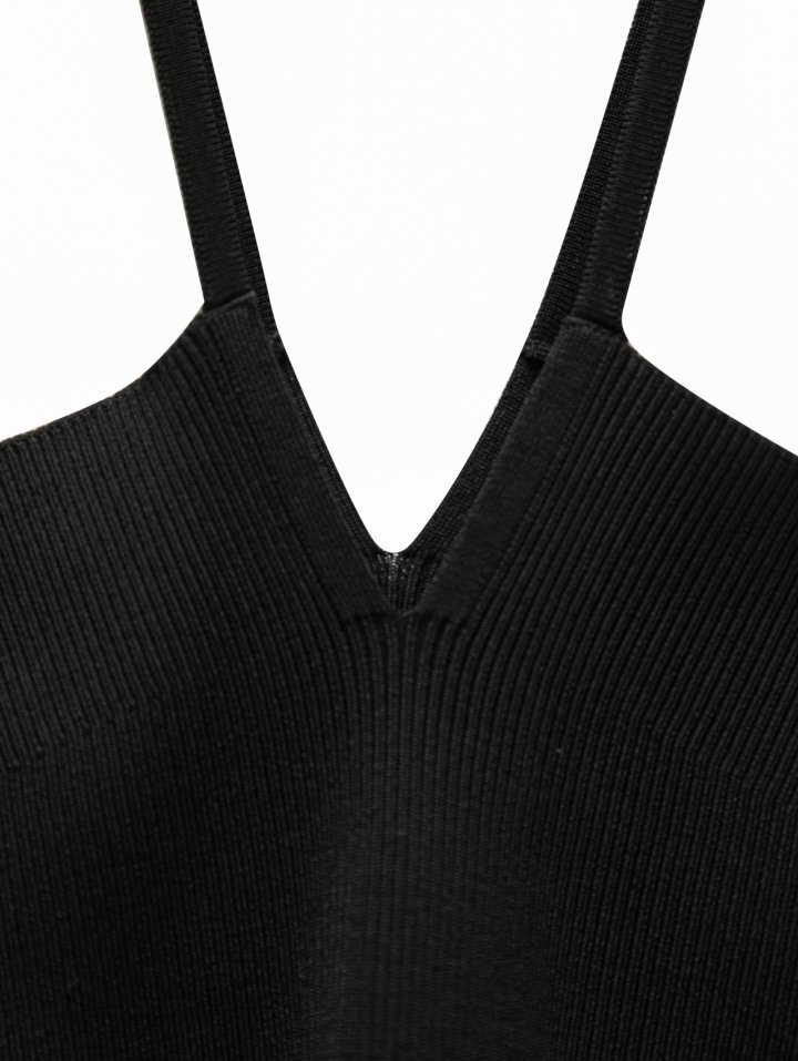 Paper Moon - Korean Women Fashion - #womensfashion - V Line Strap Rib Knit Top - 11