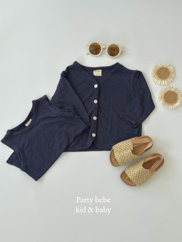 Party Kids - Korean Baby Fashion - #babyboutiqueclothing - Linen Cardigan Set - 7