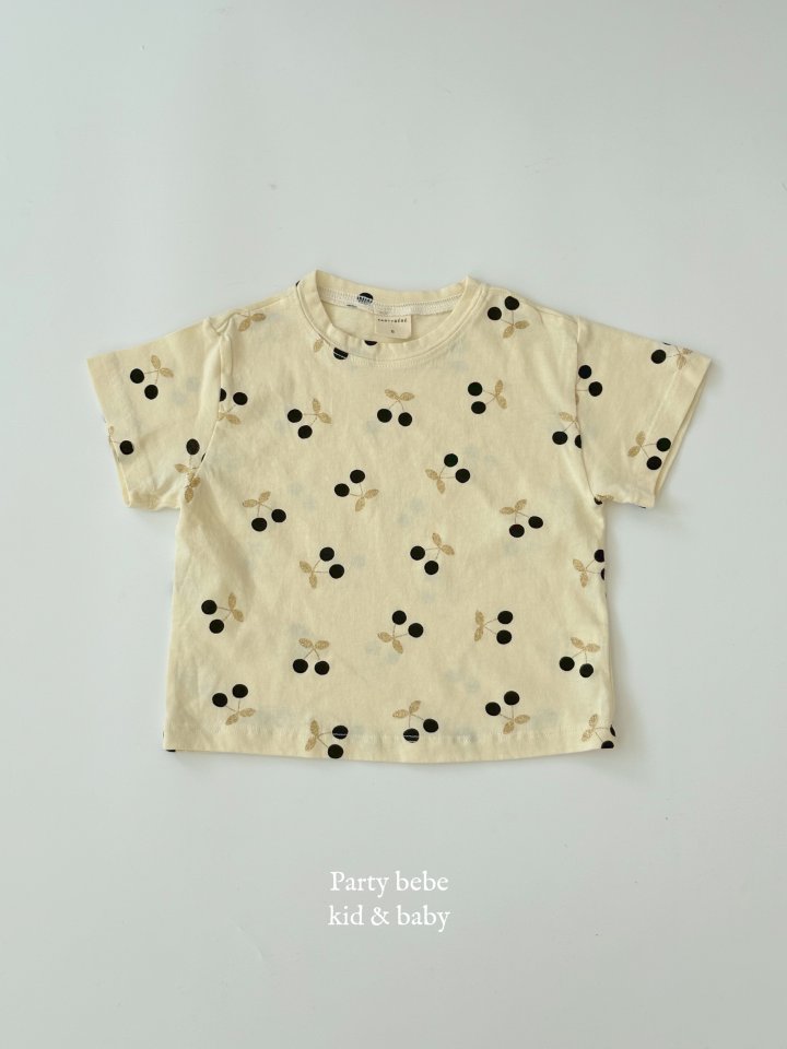 Party Kids - Korean Baby Fashion - #babylifestyle - Gold Cherry Tee - 2