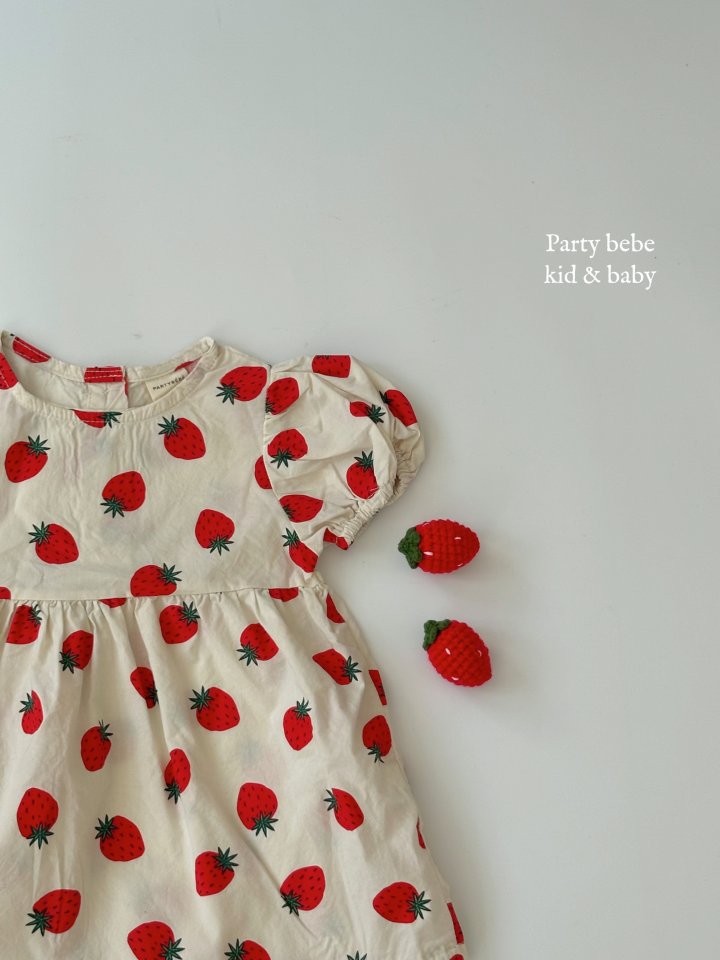 Party Kids - Korean Baby Fashion - #babylifestyle - Strawberry One-piece - 12