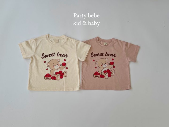 Party Kids - Korean Baby Fashion - #babyoutfit - Apple Bear Tee - 2