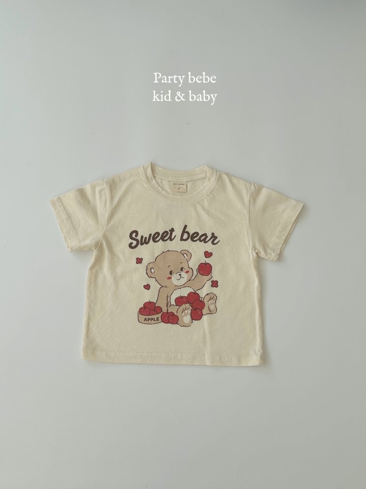 Party Kids - Korean Baby Fashion - #babyoutfit - Apple Bear Tee - 3