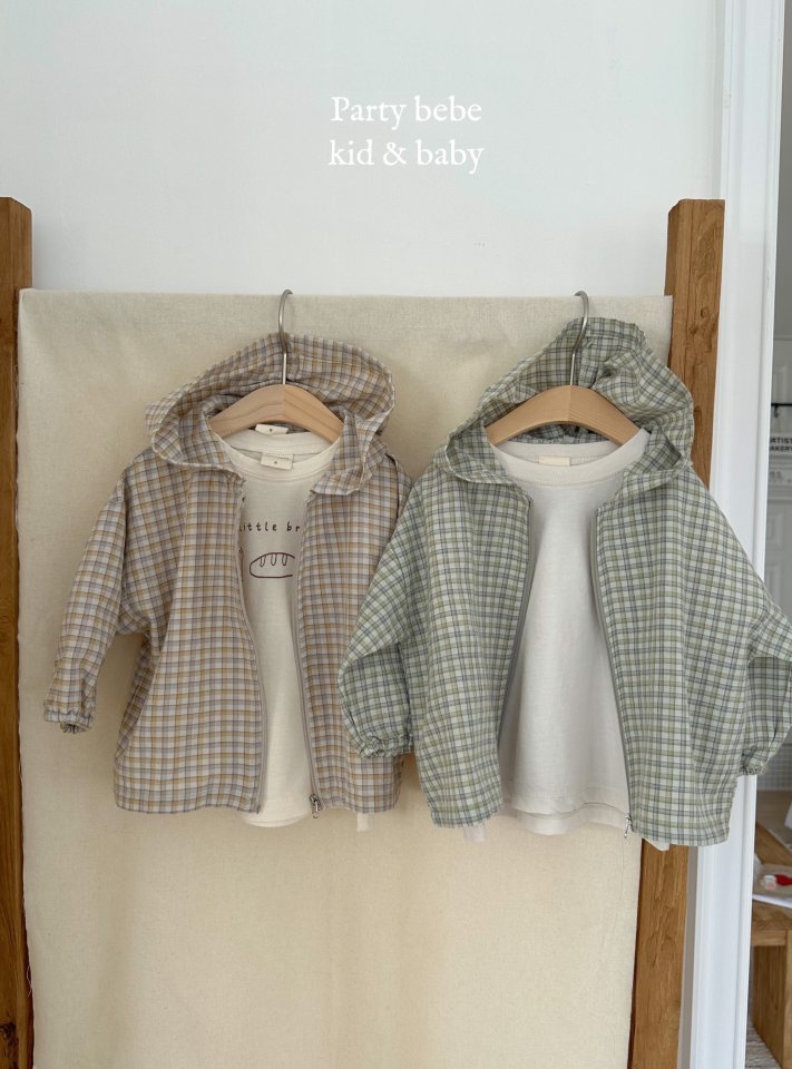 Party Kids - Korean Baby Fashion - #babywear - Summer Check Hooded Jumper - 2