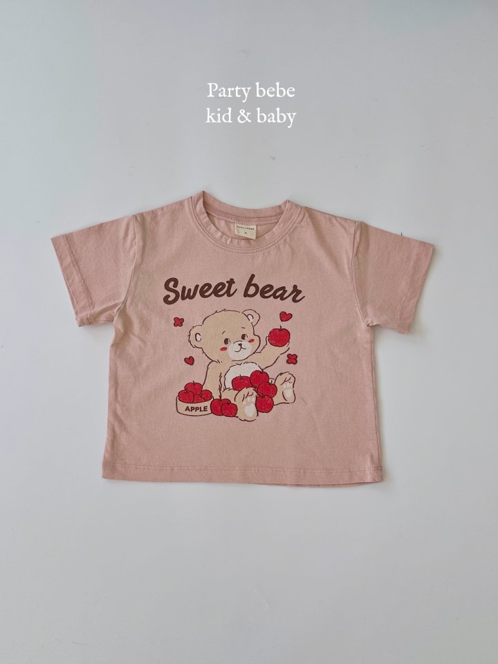 Party Kids - Korean Baby Fashion - #babyoutfit - Apple Bear Tee - 4