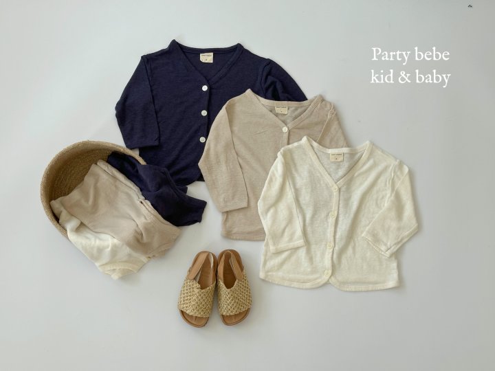 Party Kids - Korean Baby Fashion - #babywear - Linen Cardigan Set - 2