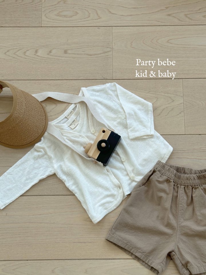 Party Kids - Korean Baby Fashion - #onlinebabyboutique - Linen Cardigan Set - 3