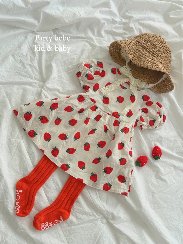 Party Kids - Korean Baby Fashion - #onlinebabyboutique - Strawberry One-piece - 3