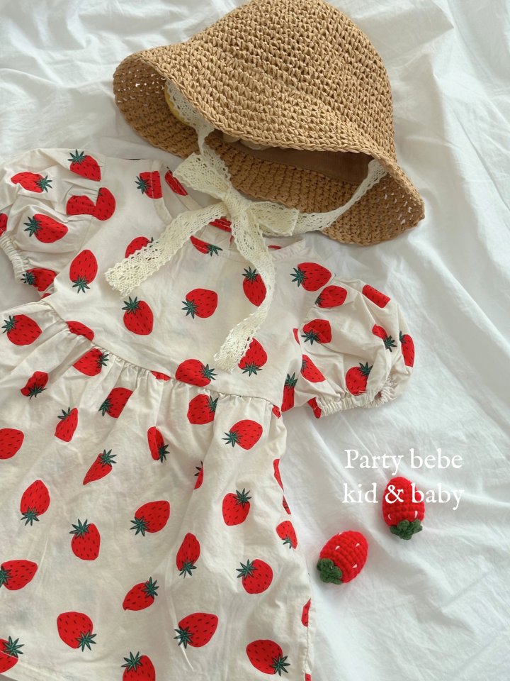 Party Kids - Korean Baby Fashion - #smilingbaby - Strawberry One-piece - 5