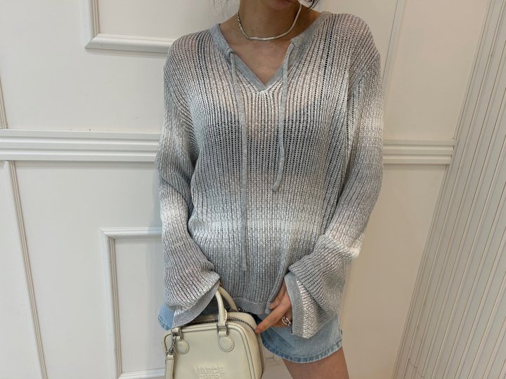 Pearls room - Korean Women Fashion - #womensfashion - Water Pigment Knit Top - 4