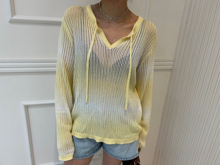 Pearls room - Korean Women Fashion - #momslook - Water Pigment Knit Top - 6