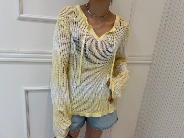 Pearls room - Korean Women Fashion - #momslook - Water Pigment Knit Top - 8