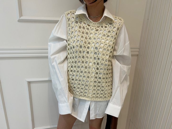 Pearls room - Korean Women Fashion - #momslook - Net Knit Vest - 7