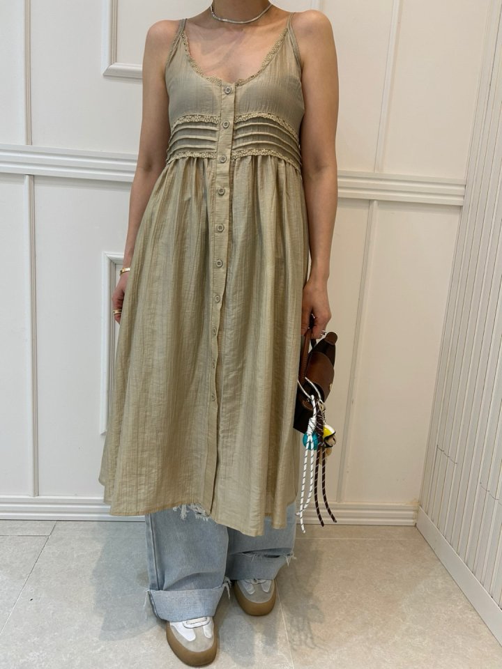 Pearls room - Korean Women Fashion - #momslook - Blanc Sleeveless Long One-piece - 10
