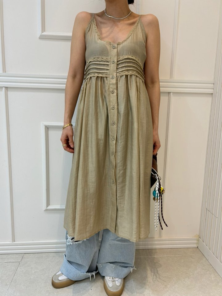 Pearls room - Korean Women Fashion - #momslook - Blanc Sleeveless Long One-piece - 6