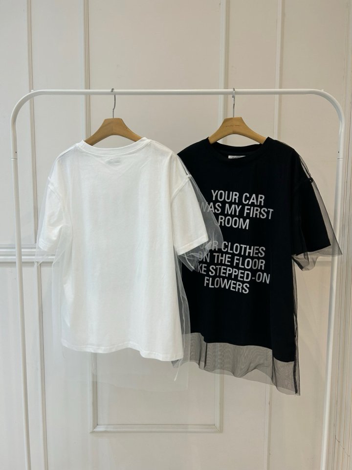 Pearls room - Korean Women Fashion - #momslook - Double Mesh Tee - 11