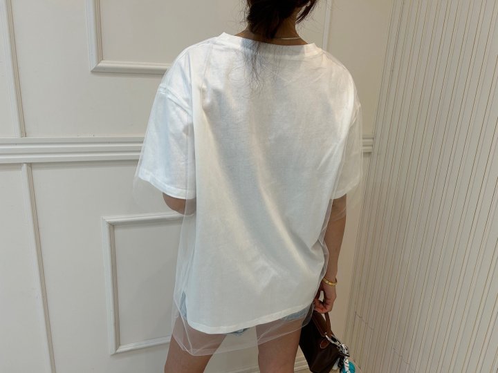 Pearls room - Korean Women Fashion - #momslook - Double Mesh Tee - 9