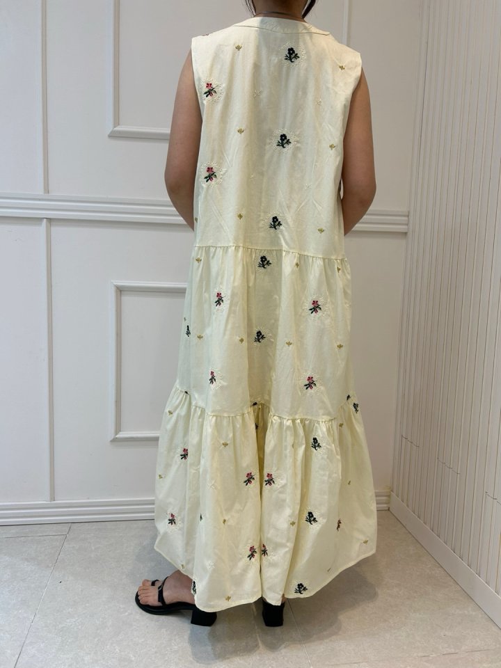 Pearls room - Korean Women Fashion - #momslook - Embroidery One-piece - 10