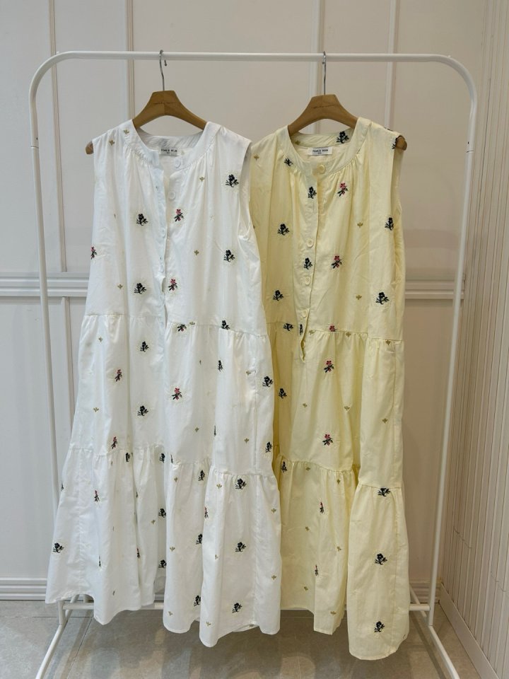 Pearls room - Korean Women Fashion - #momslook - Embroidery One-piece - 11