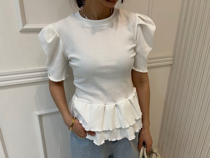 Pearls room - Korean Women Fashion - #momslook - Cancan Rib Tee